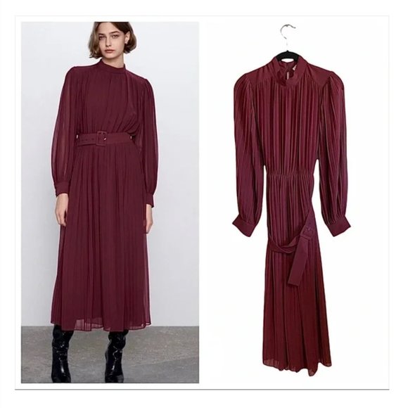 ZARA | Midi Dress with Belt (NWT) - Picture 3 of 11